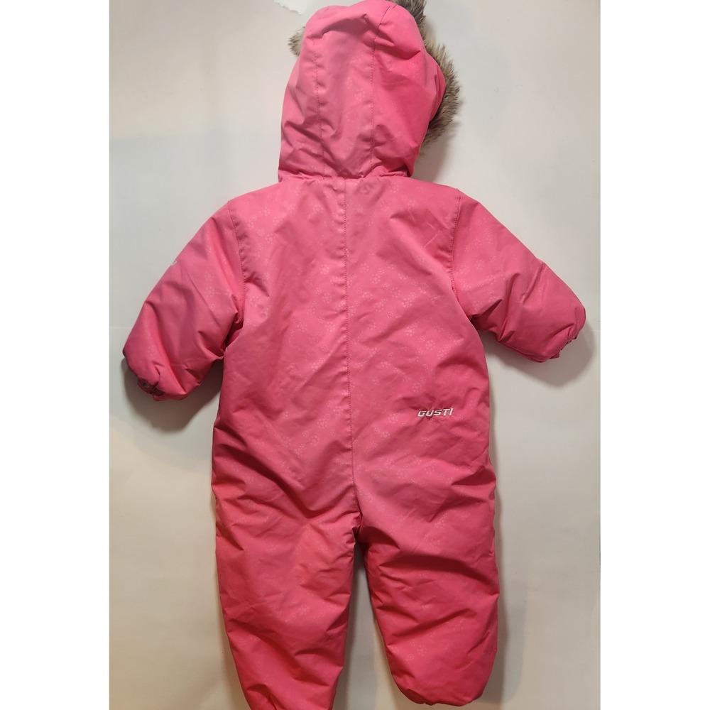 Gusti Pink Toddler Snowsuit‎ Faux Fur Ear Hood Fleece Lined One Piece 24M - Picture 3 of 7